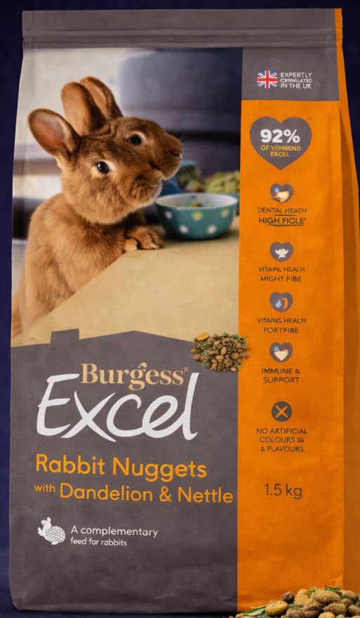 Burgess Excel Rabbit Indoor Nuggets Dandelion & Nettle
1.5kg