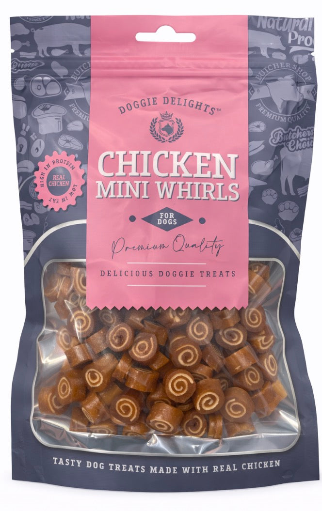 Doggie Delights Chicken Mini Whirls – Premium Bite Size Dog Treats