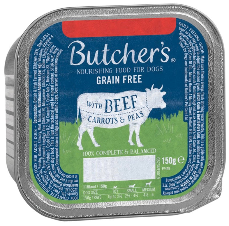 Butcher's Nourishing Food for Dogs with Beef Carrots & Peas 150g