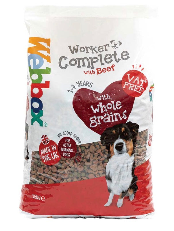 Webbox Worker Complete with Beef Dry Dog Food – 15kg