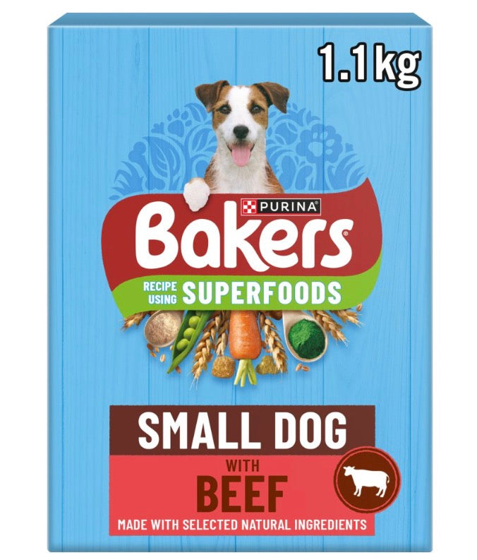 BAKERS Superfoods Small Dog Beef Dry Dog Food 1.1kg