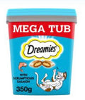 Dreamies Mega Tub Adult 1+ Cat Treats with Salmon Tub