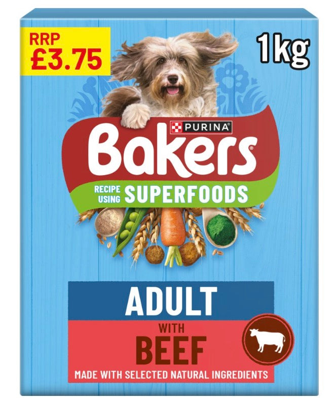 BAKERS Superfoods Beef with Vegetables Dry Dog Food 1kg